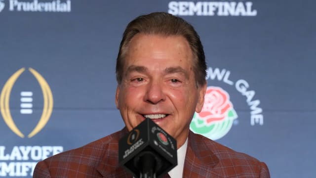 Alabama Crimson Tide head coach Nick Saban at the Rose Bowl coaches press conference at the Sheraton Grand.